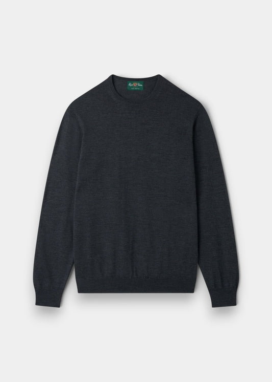 Men's Merino Wool Crew Neck Jumper in Charcoal