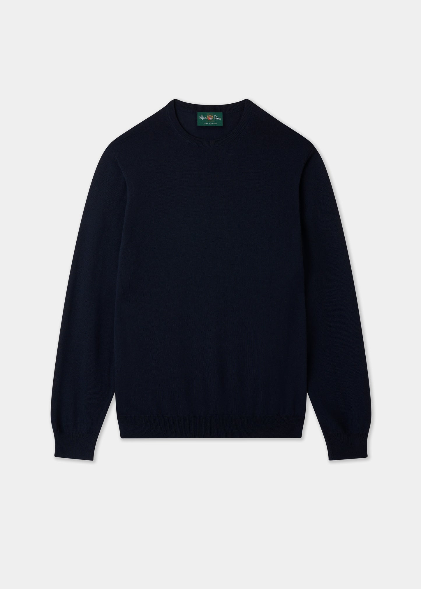 Men's Merino Wool Crew Neck Jumper in Dark Navy