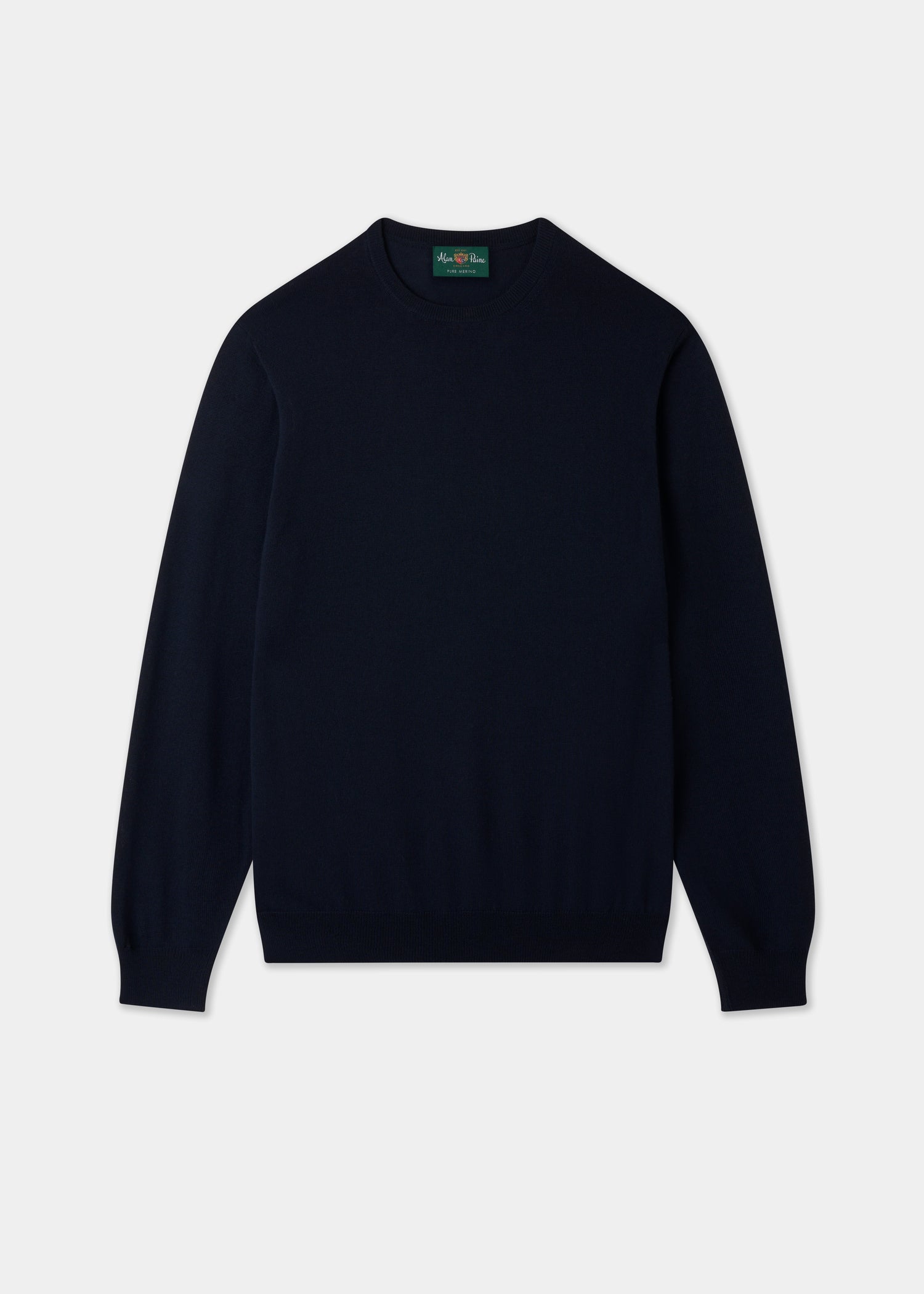Men's Merino Wool Crew Neck Jumper in Dark Navy