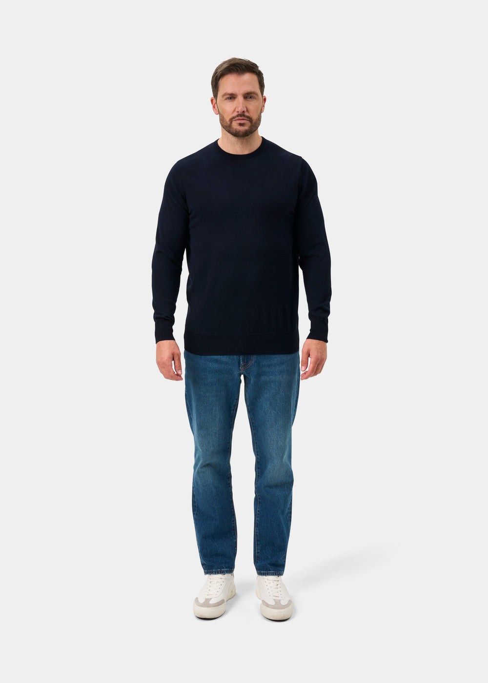 Radstone Men's Merino Wool Jumper in Dark Navy - Regular Fit