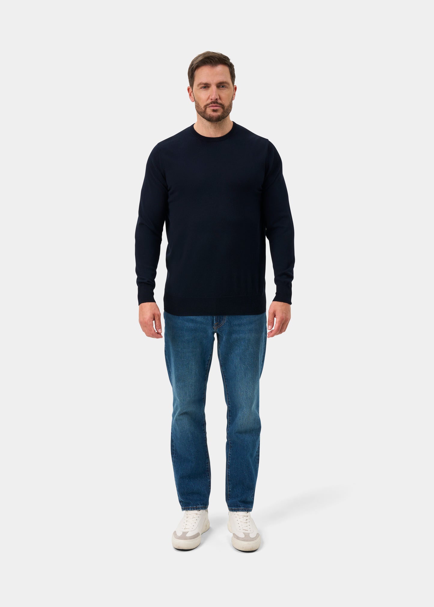 Radstone Men's Merino Wool Jumper in Dark Navy - Regular Fit