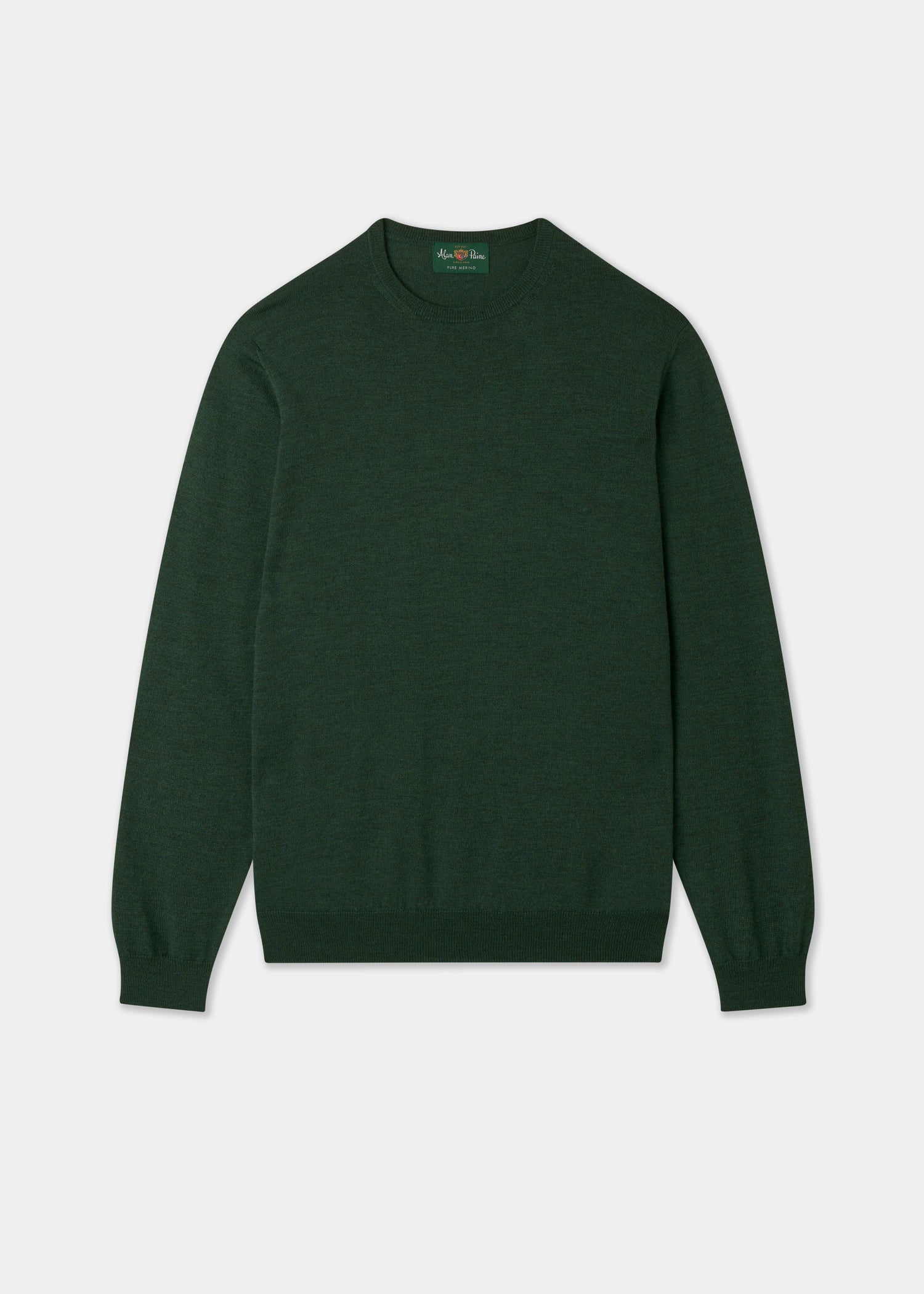 Men's Merino Wool Crew Neck Jumper in Hunter Green