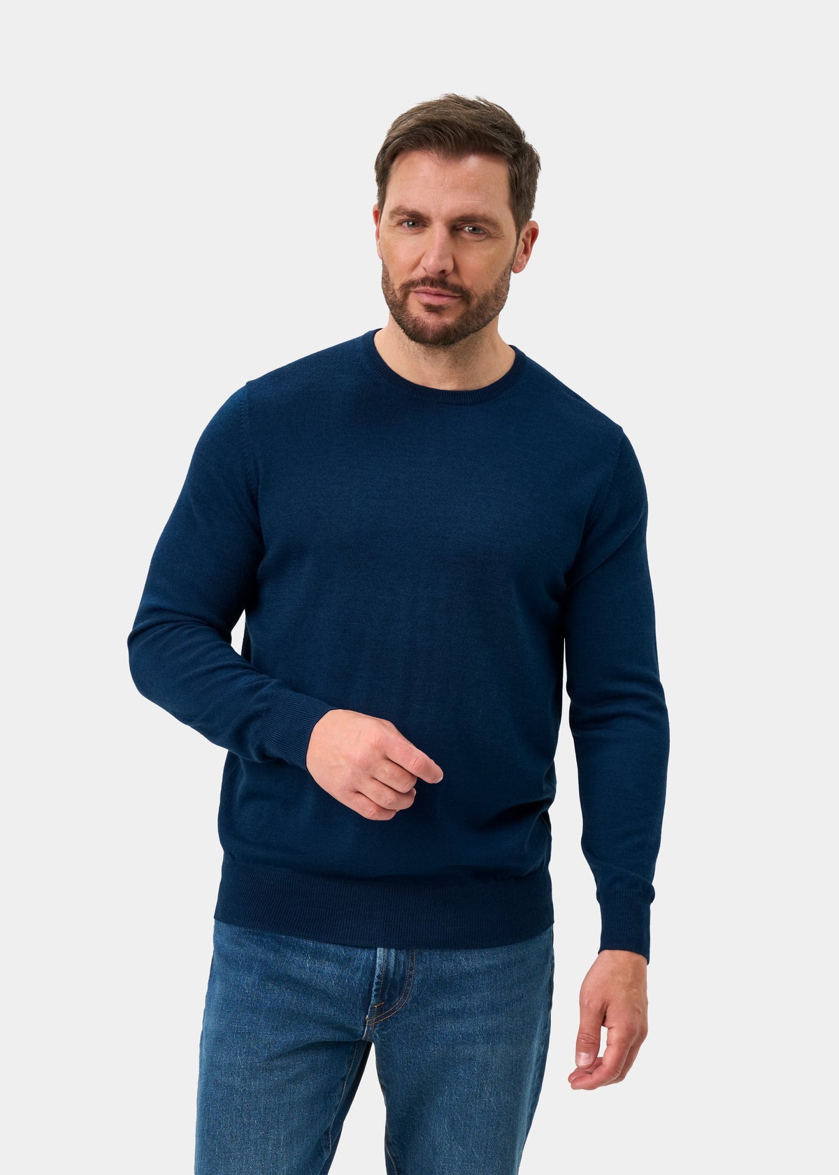 Radstone Merino Wool Crew Neck Jumper In Indigo - Regular Fit