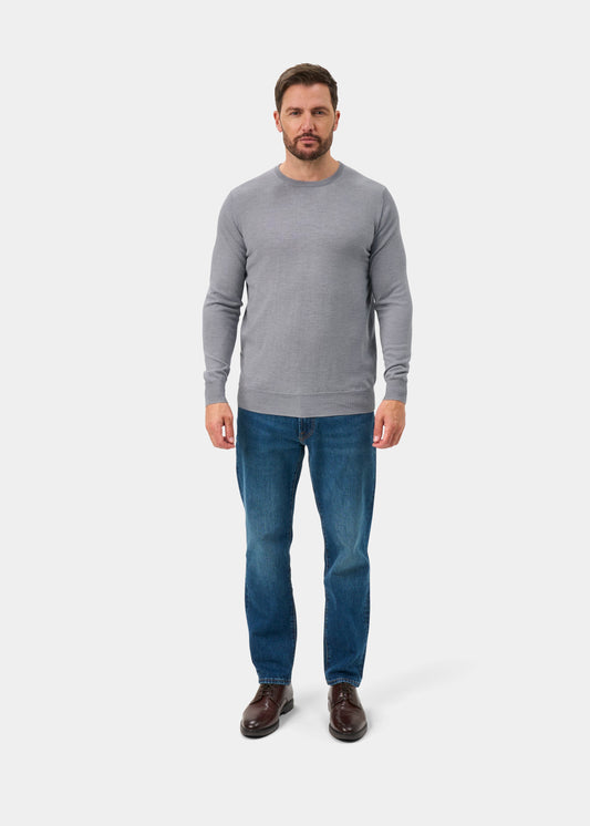 Radstone Merino Wool Crew Neck Jumper In Grey Mix - Regular Fit