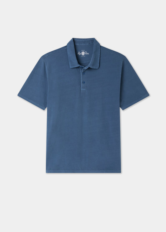 Men's Pique Cotton Polo Shirt in Blue