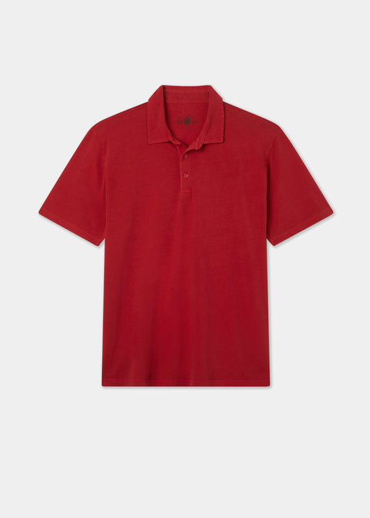 Men's Pique Cotton Polo Shirt in Bright Red
