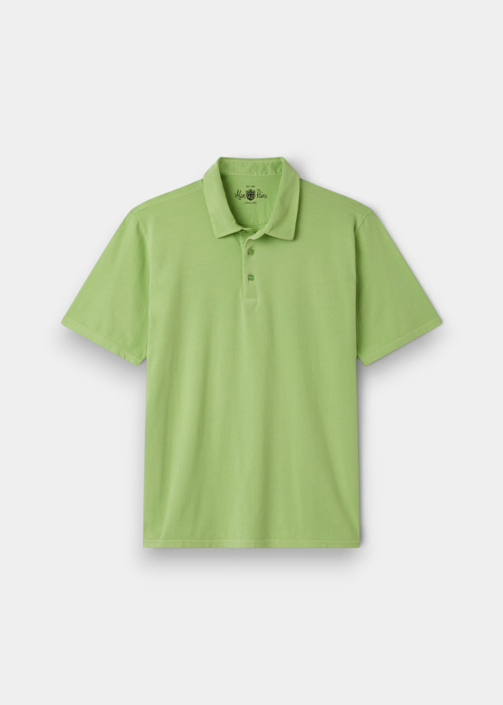 Tutbury Cotton Faded Dye Polo Shirt In Lime Green - Regular Fit