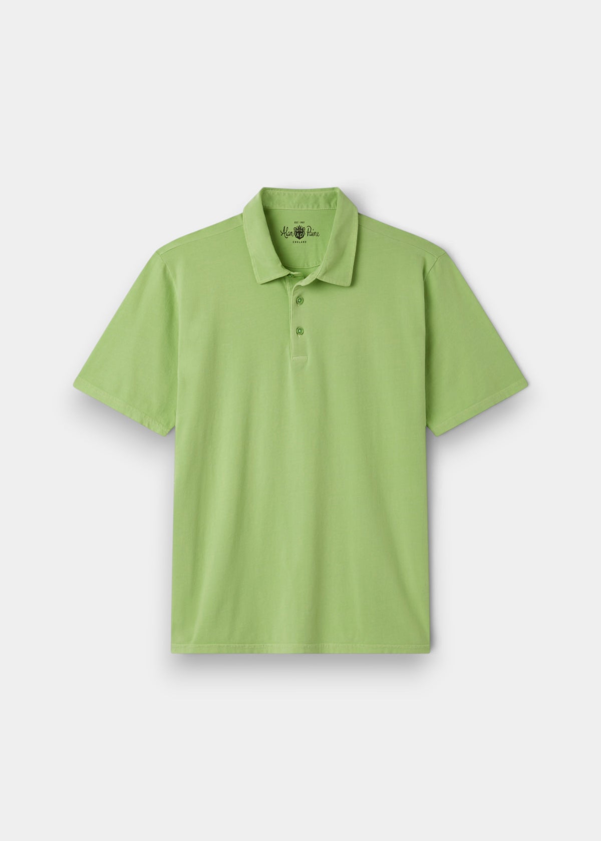 Tutbury Cotton Faded Dye Polo Shirt In Lime Green - Regular Fit