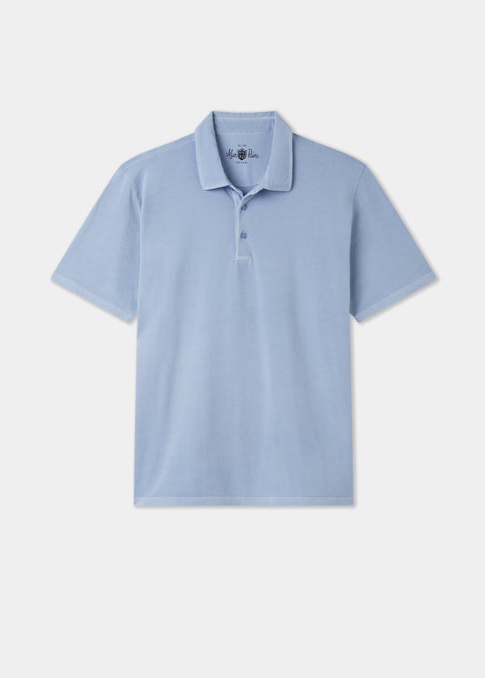 Men's Pique Cotton Polo Shirt in Light Blue