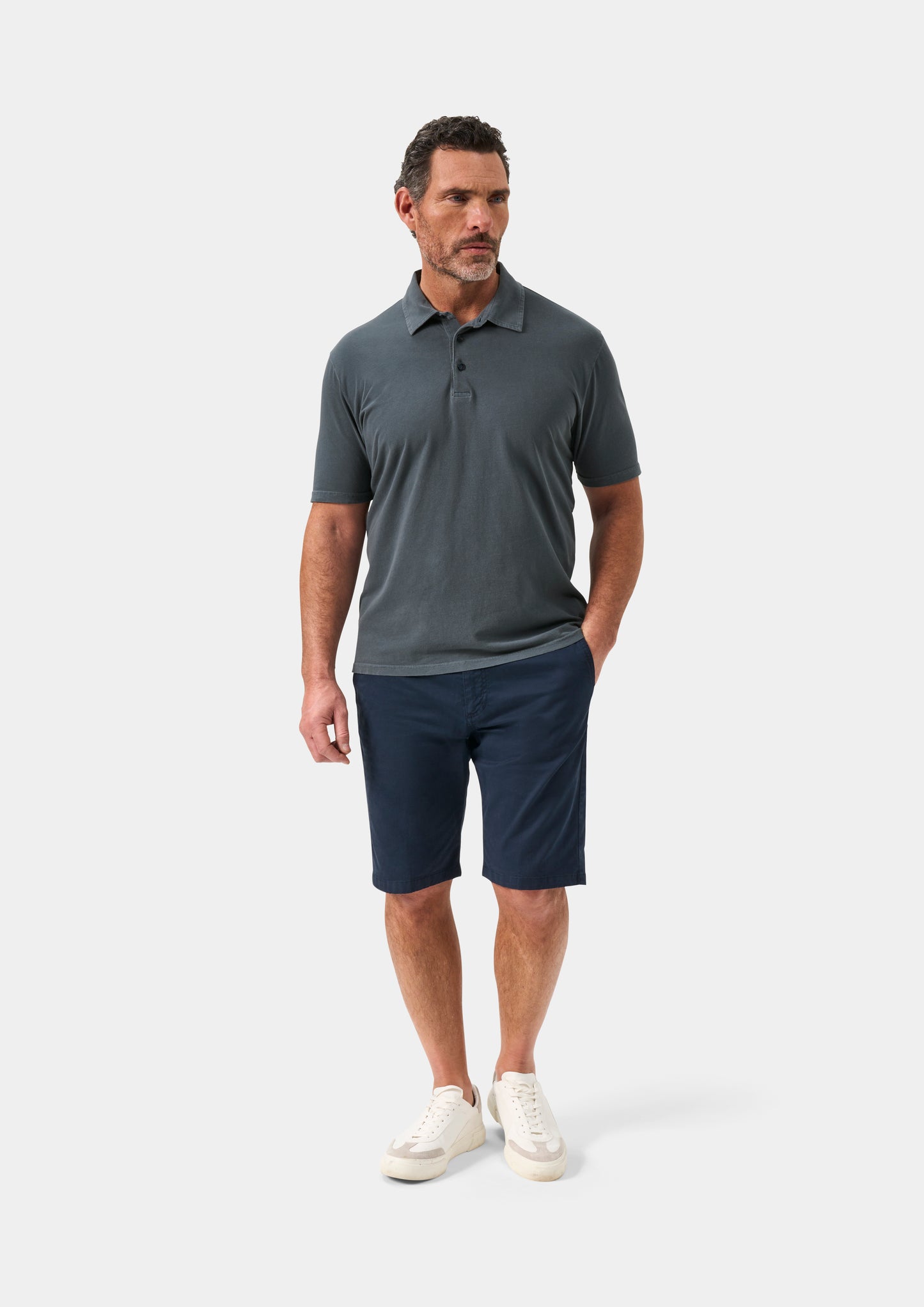 Men's Pique Cotton Polo Shirt in Navy