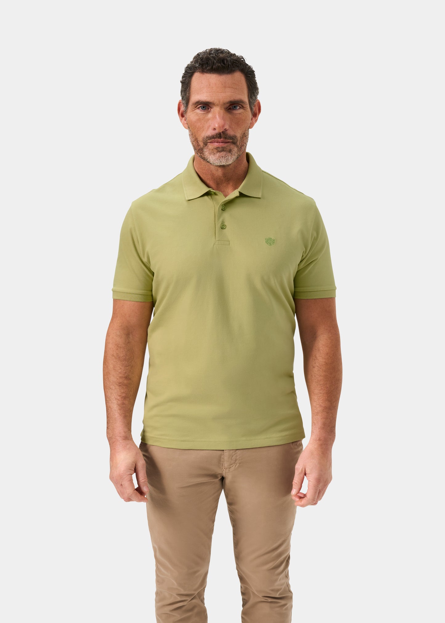 Men's Pique Cotton Polo Shirt in Olive Green