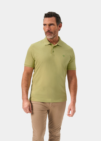 Men's Pique Cotton Polo Shirt in Olive Green