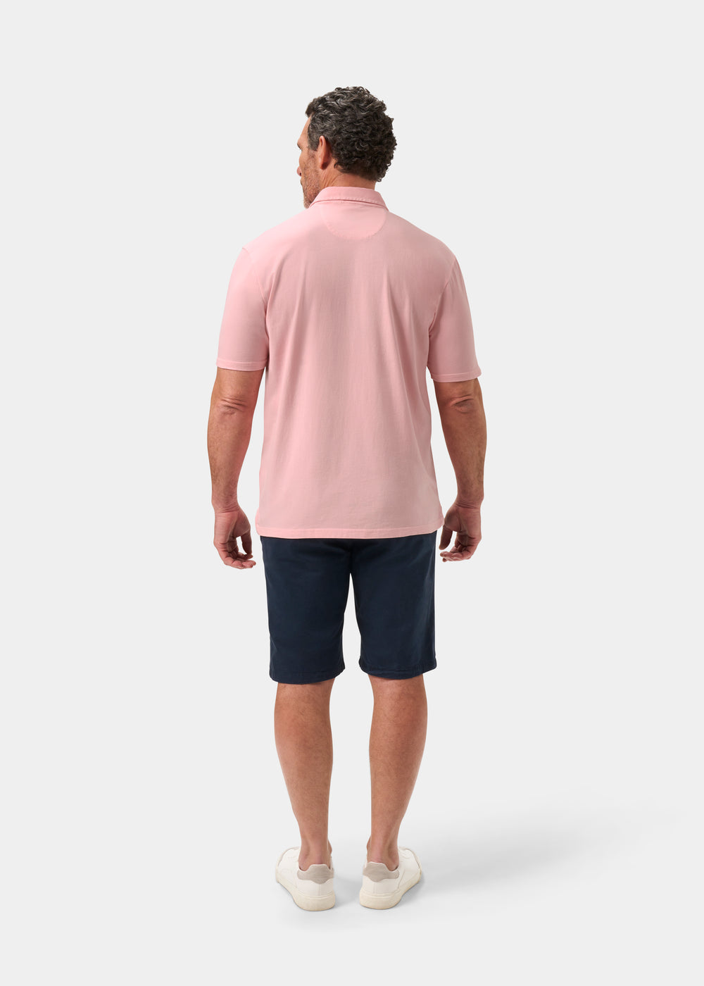 Men's Pique Cotton Polo Shirt in Pale Pink