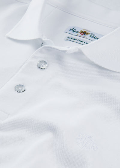 Men's Pique Cotton Polo Shirt in White