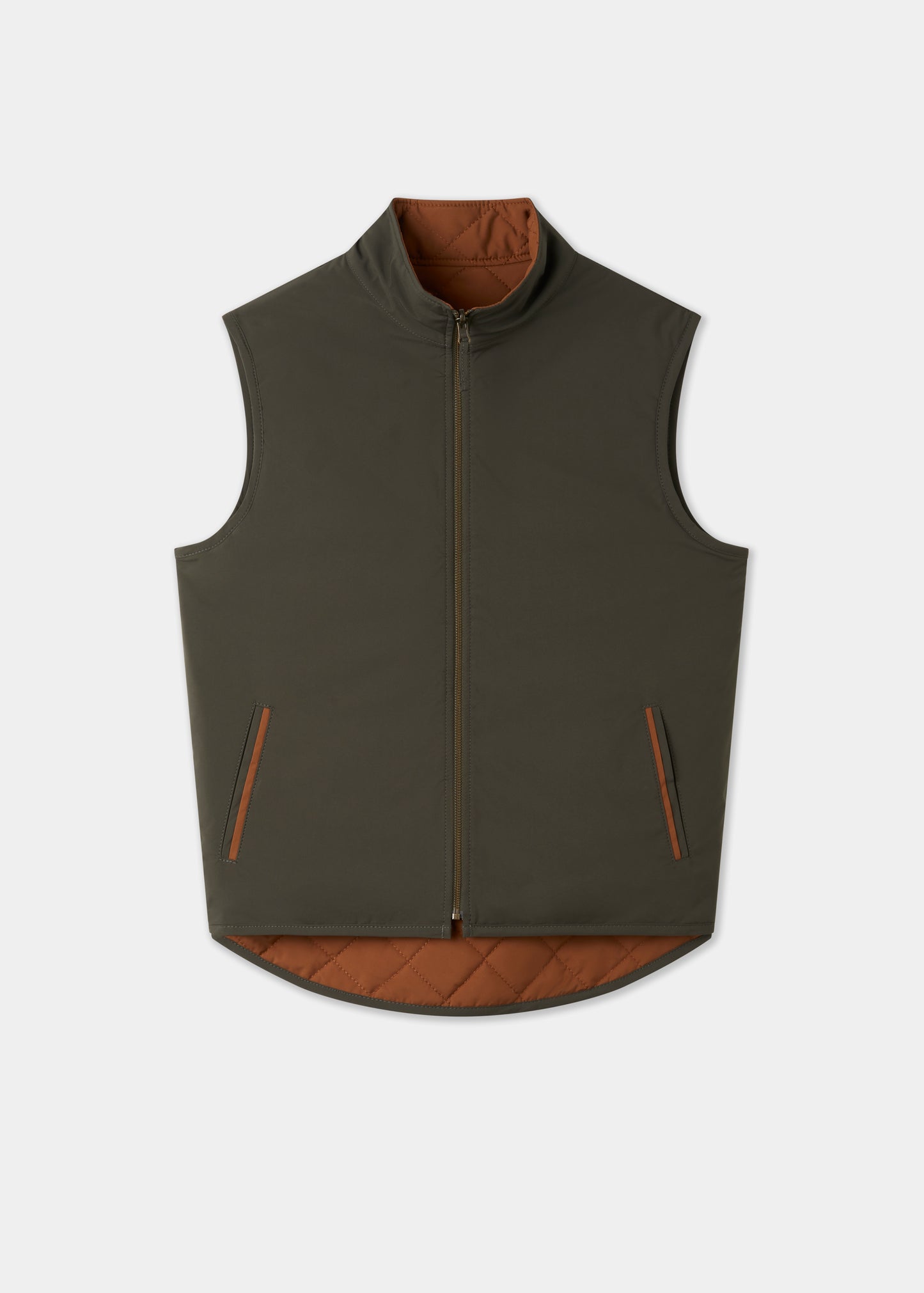Men's Polyester Reversible Gilet in Green and Orange