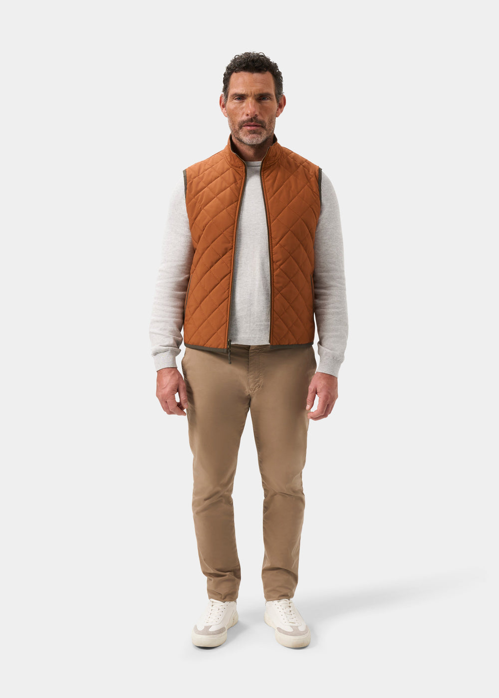 Men's Polyester Reversible Gilet in Green and Orange