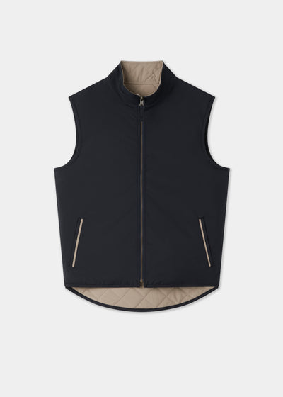 Men's Polyester Reversible Gilet in Navy and Beige