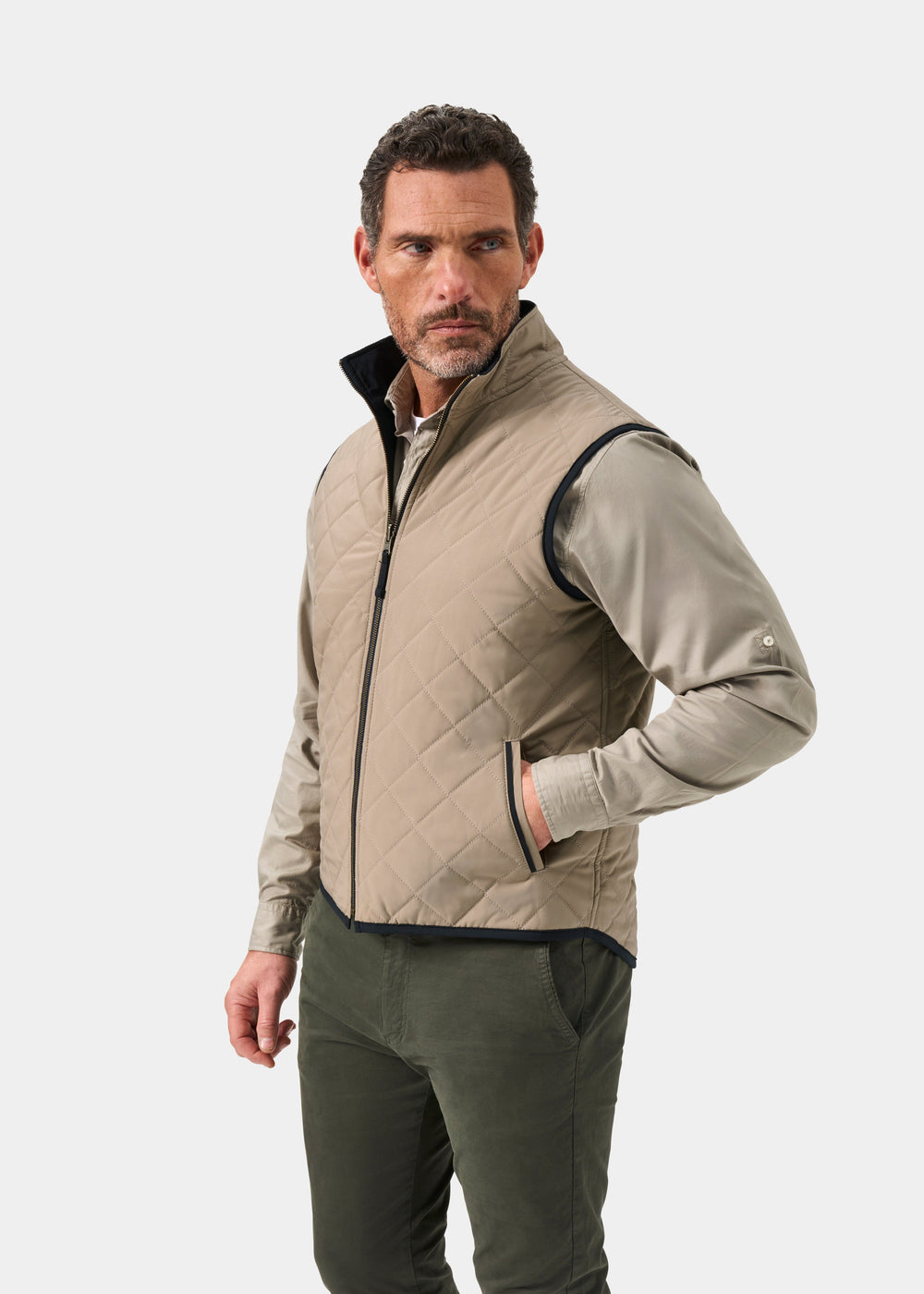 Swifthall Reversible City Gilet In Navy and Beige