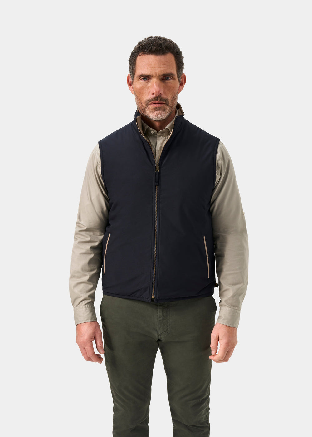 Swifthall Reversible City Gilet In Navy and Beige
