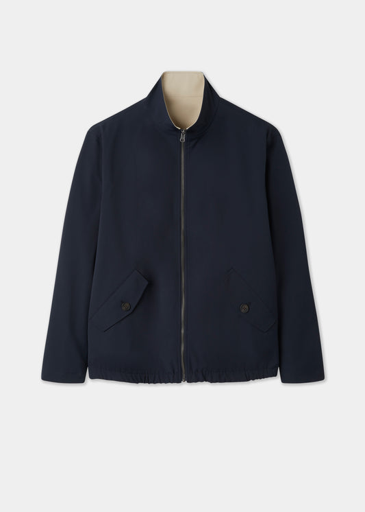 Men's Polyester Reversible Bomber Jacket in Beige & Navy