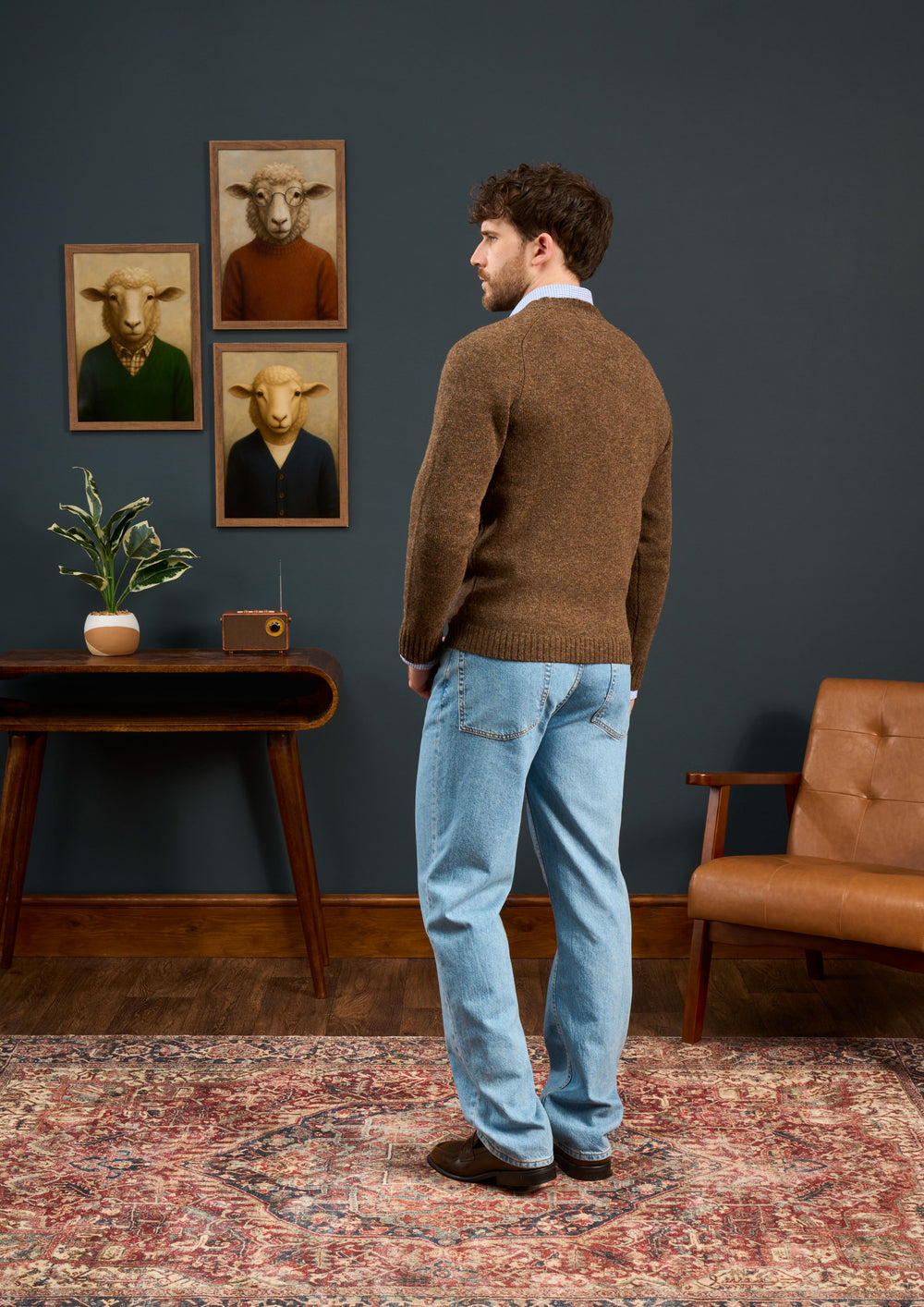 Mens-Shetland-Cardigan-Brown