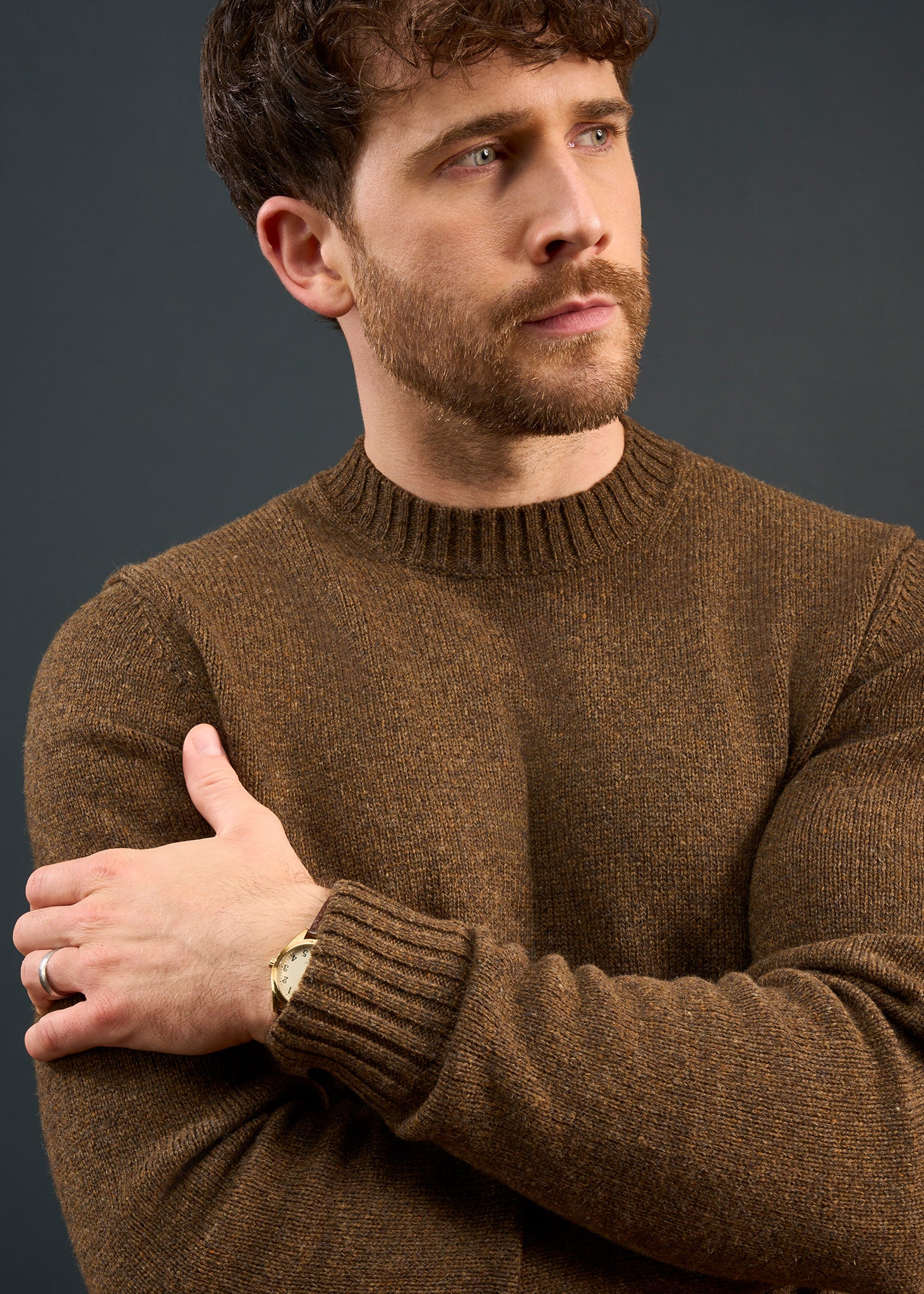 Mens-Shetland-Wool-Jumper-Brown