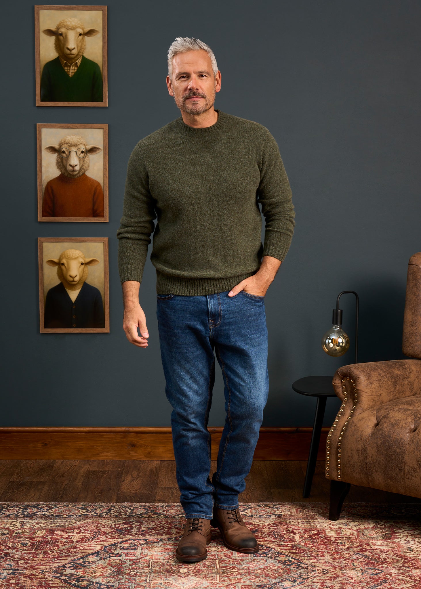Mens-Shetland-Wool-Jumper-Green