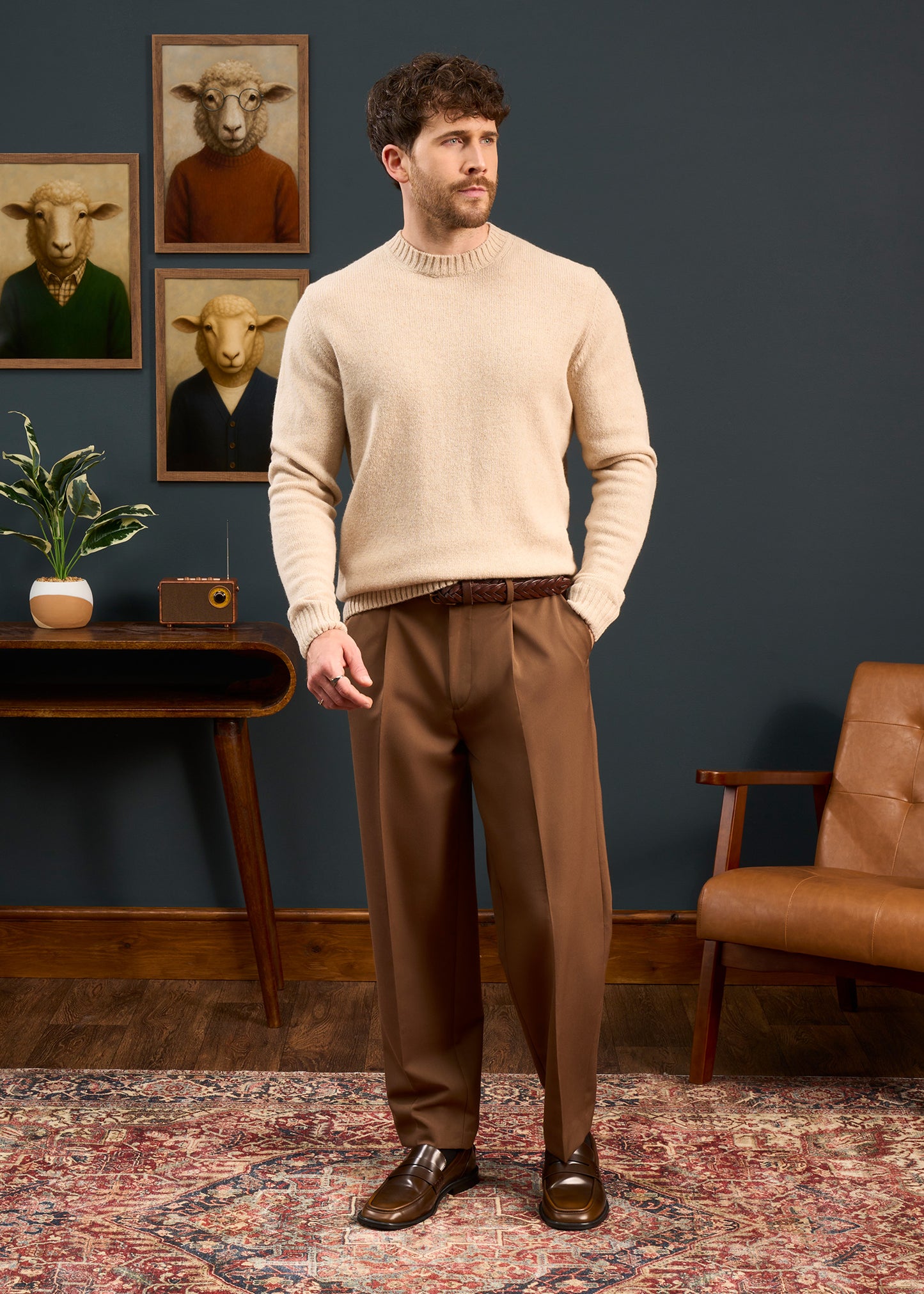 Mens-Shetland-Wool-Jumper-In-Cream-White