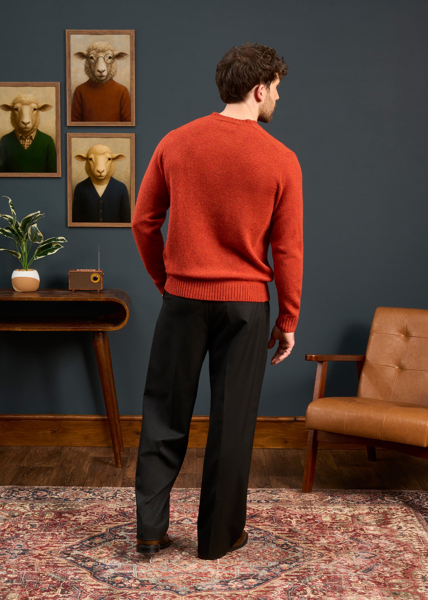 Mens-Shetland-Wool-Jumper-In-Saffron