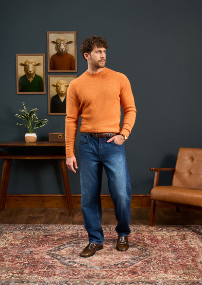 Mens-Shetland-Wool-Jumper-Orange