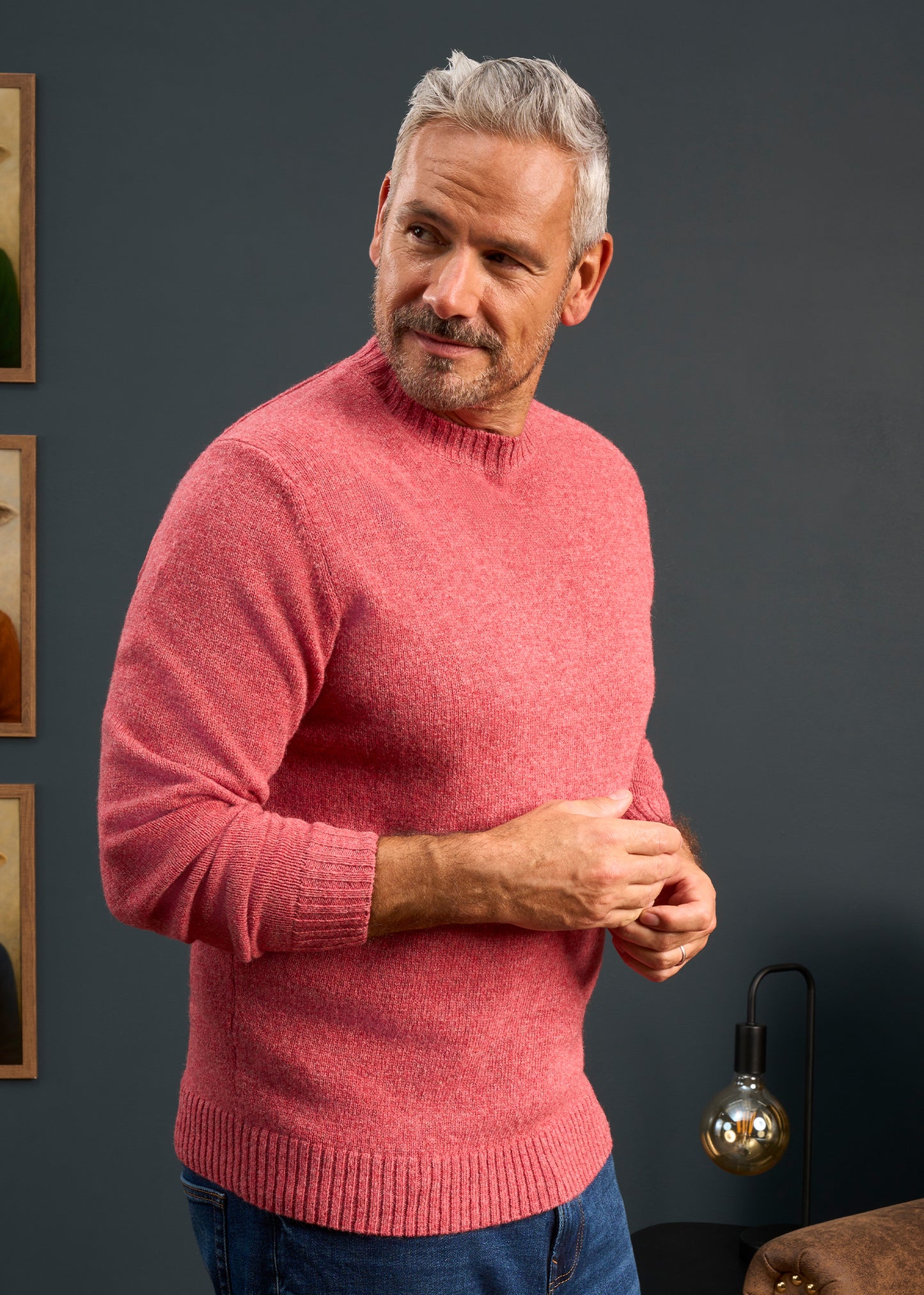 Mens-Shetland-Wool-Jumper-Pink-Red