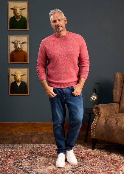 Mens-Shetland-Wool-Jumper-Pink-Red