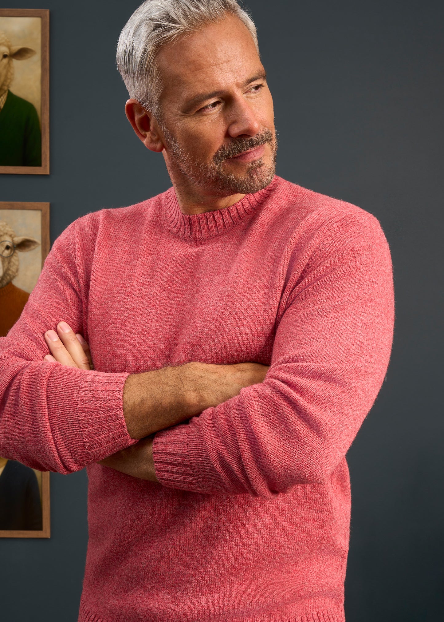Mens-Shetland-Wool-Jumper-Pink-Red
