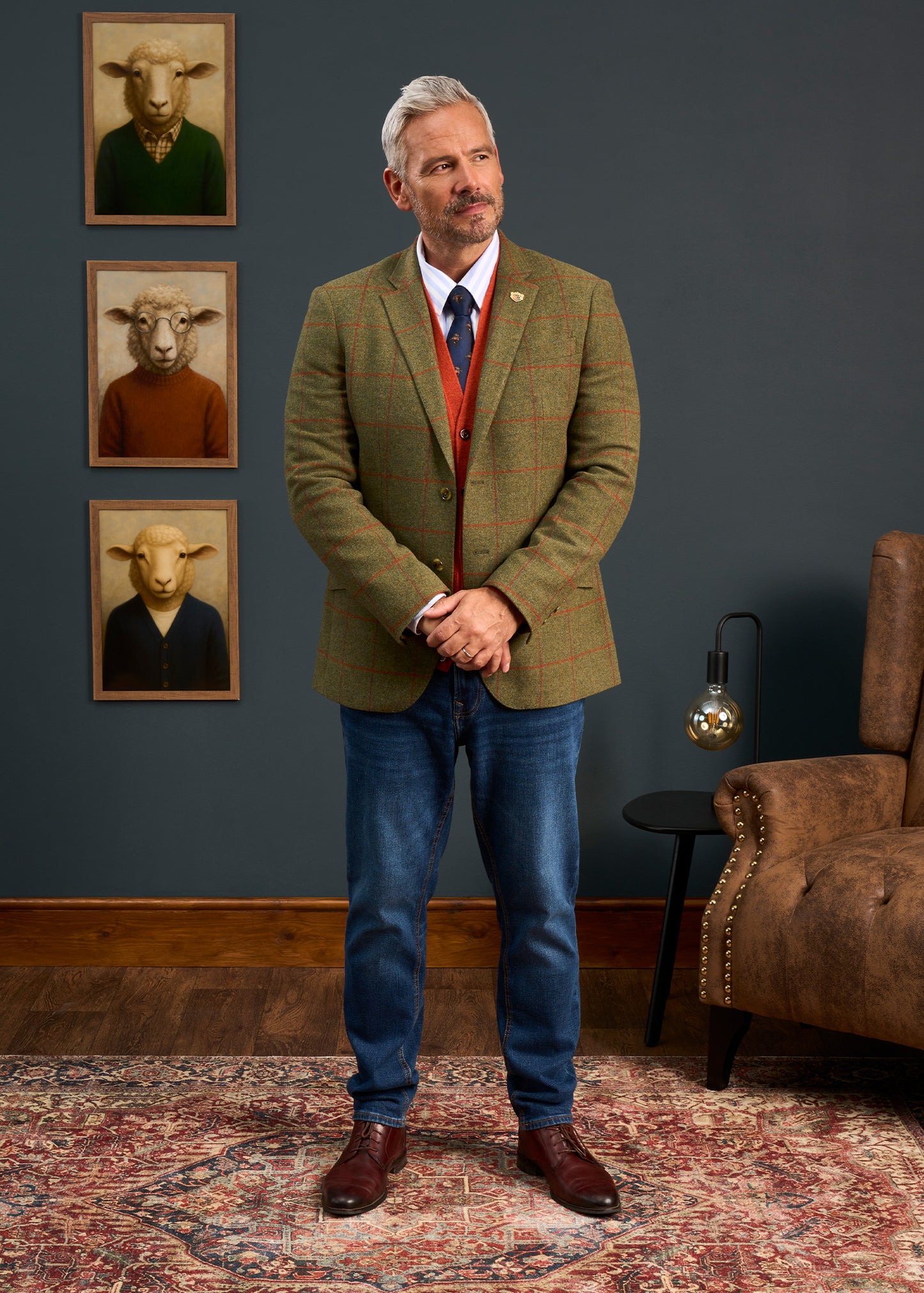 Mens-Tweed-Blazer-Green-Red-Check-Combrook