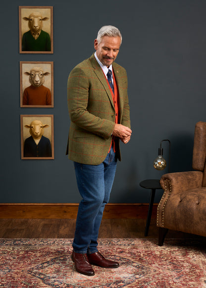 Mens-Tweed-Blazer-Green-Red-Check-Combrook