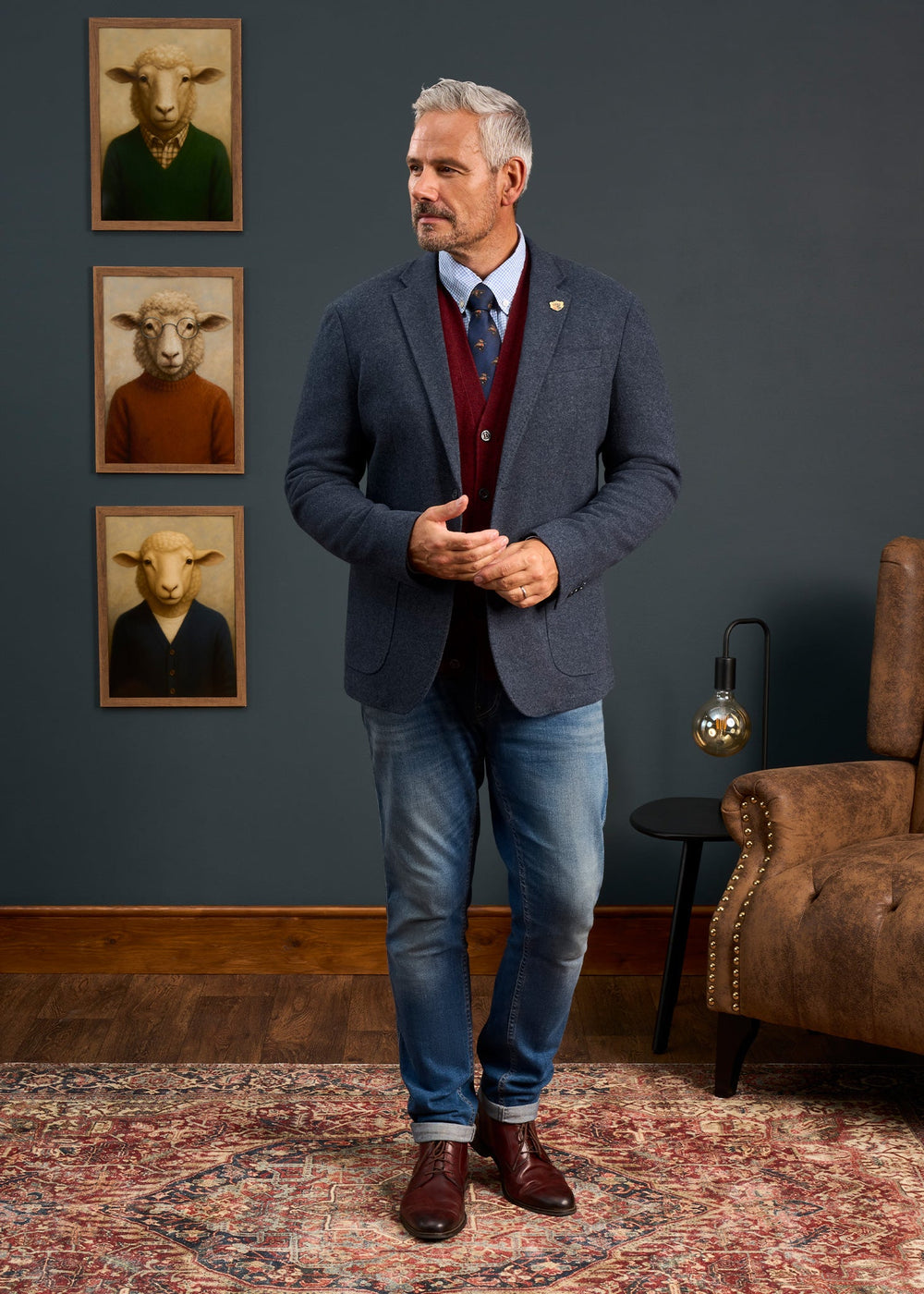 Richmond Men's Knitted Blazer In Navy