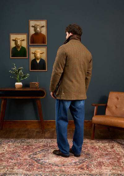 Mens-Tweed-Coat-Green-Check