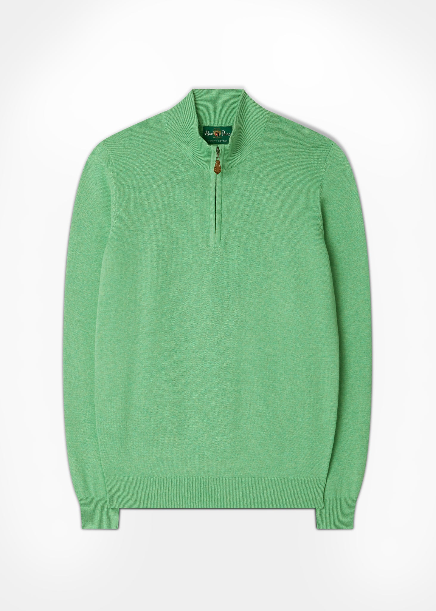 Men's Cotton Cashmere 1/4 Zip Jumper In Spearmint.