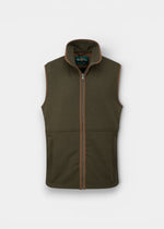 Aylsham Men's Fleece Gilet In Green Herringbone - Regular Fit