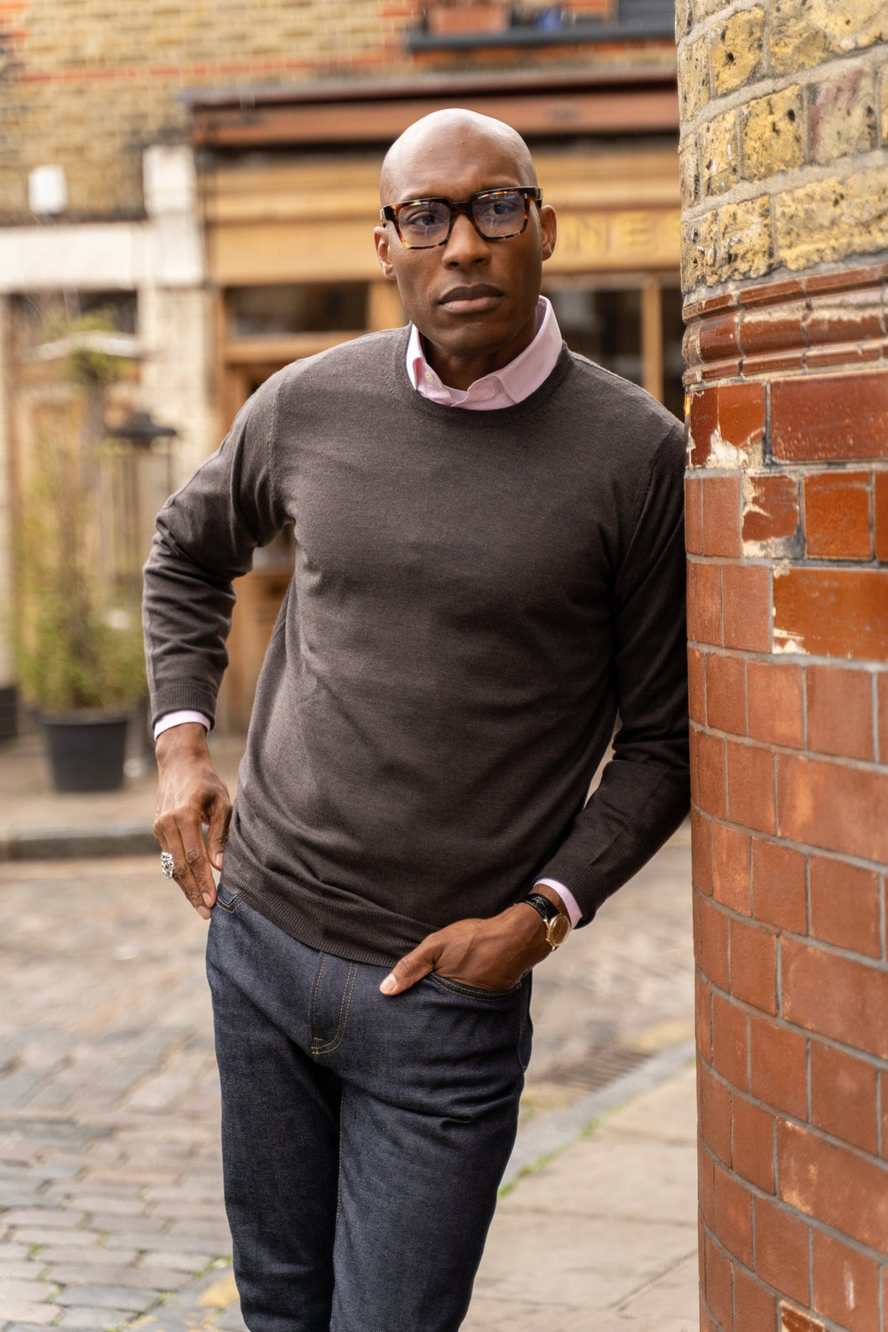 Radstone Merino Wool Crew Neck Jumper In Dark Brown - Regular Fit