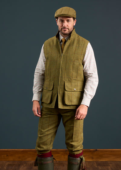 Rutland Men's Tweed Waistcoat In Lichen