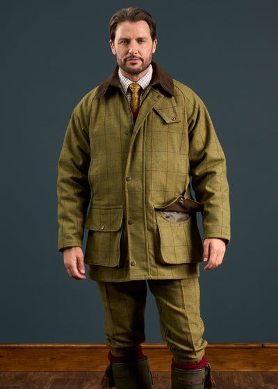 Rutland Men's Tweed Waterproof Shooting Coat In Lichen