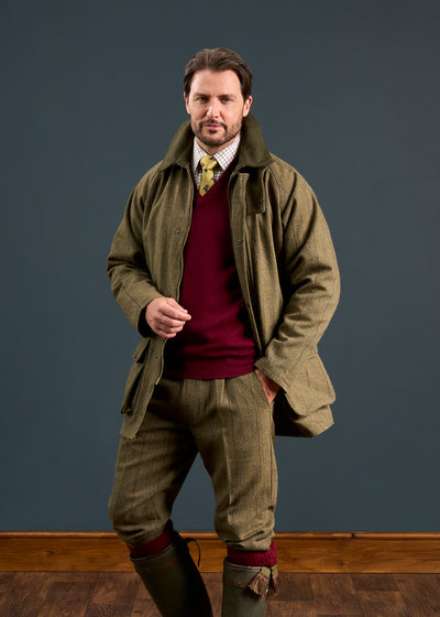 Rutland Men's Tweed Waterproof Shooting Coat In Oakley