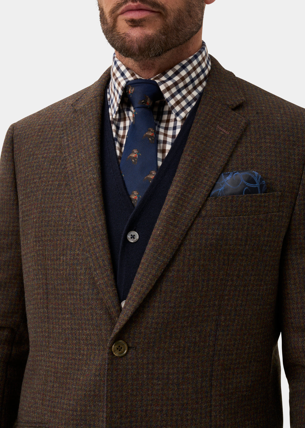 Surrey Men's Tweed Water Repellent Lined Blazer in Bramble  -  Regular Fit