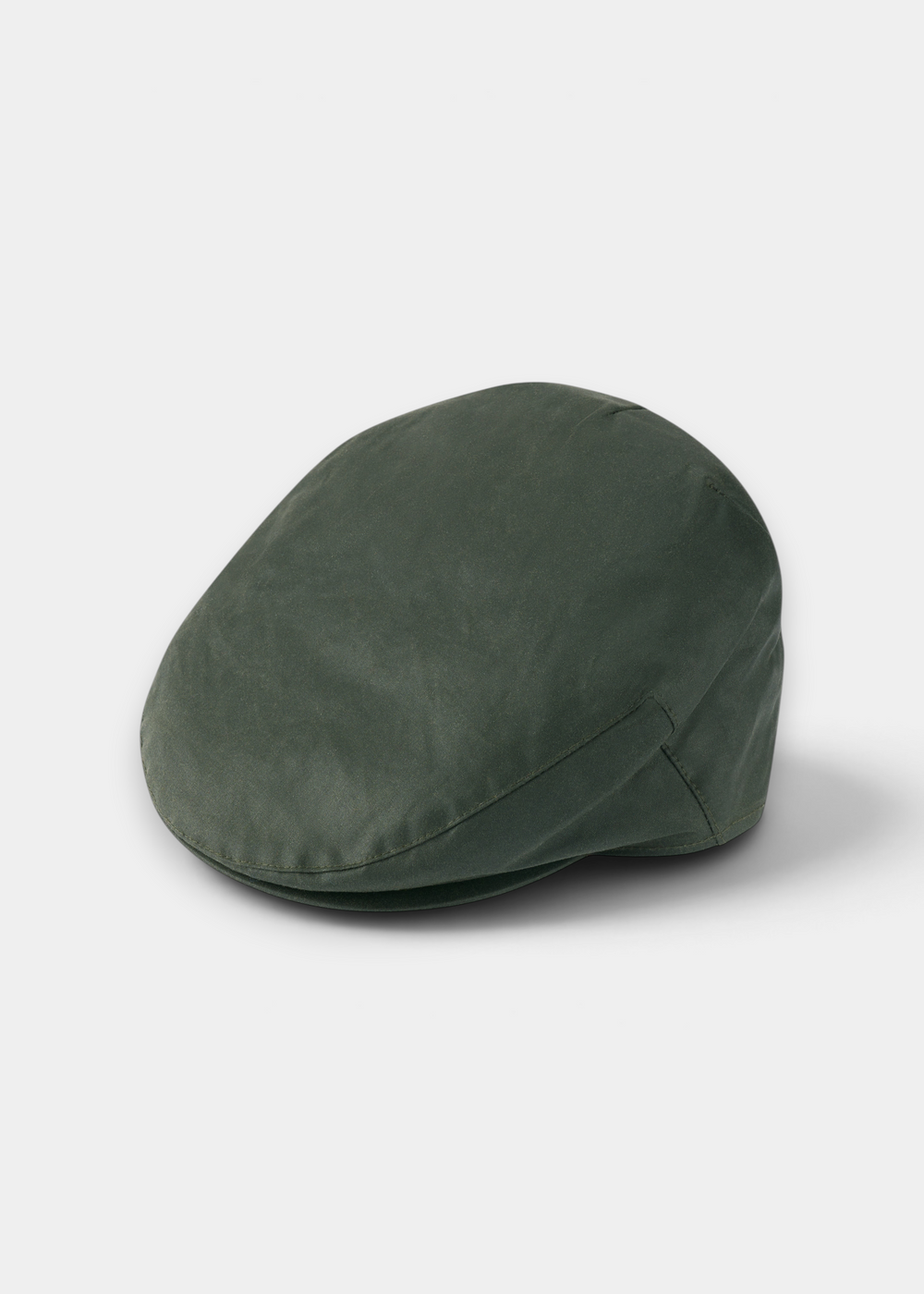Alan Paine Salcombe men's olive green waxed cotton flat cap with a water-repellent finish for outdoor wear.
