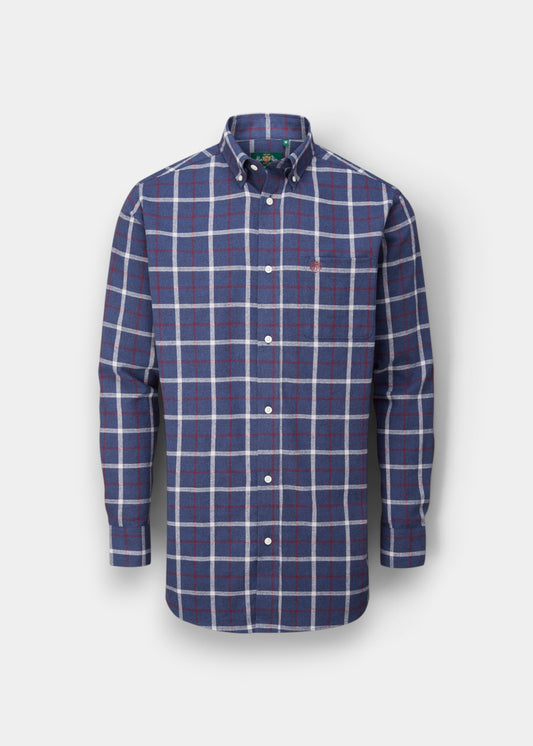 Ilkley Flannel Check Shirt In Blue - Shooting Fit