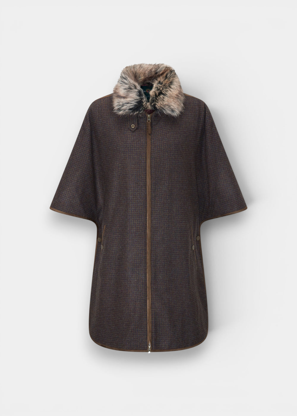 Surrey Ladies Tweed Water Repellent Cape in Bramble  -  Regular Fit