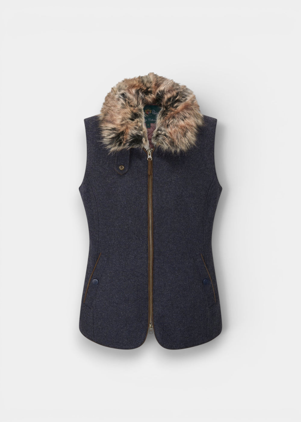 Surrey Ladies Tweed Water Repellent Gilet in Blue  -  Regular Fit