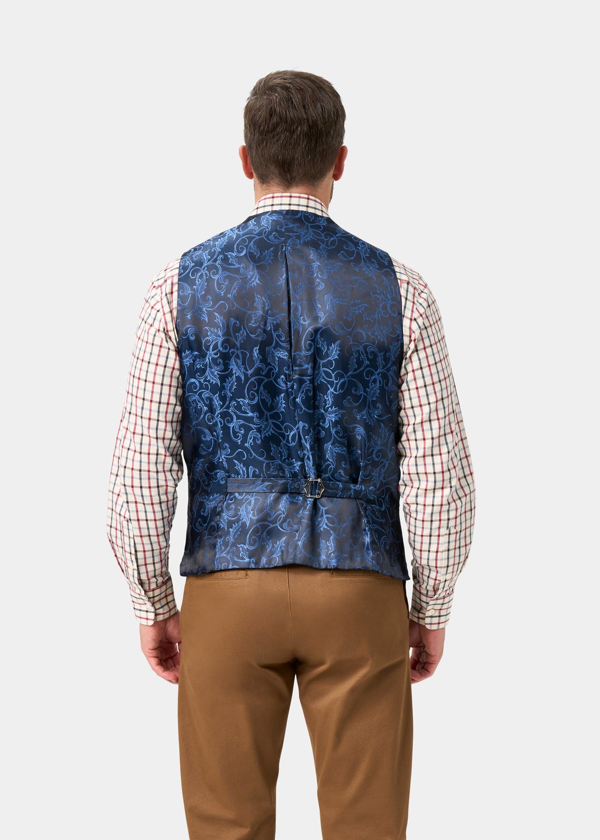 Surrey Men's Tweed Water Repellent Lined Waistcoat in Blue  -  Regular Fit