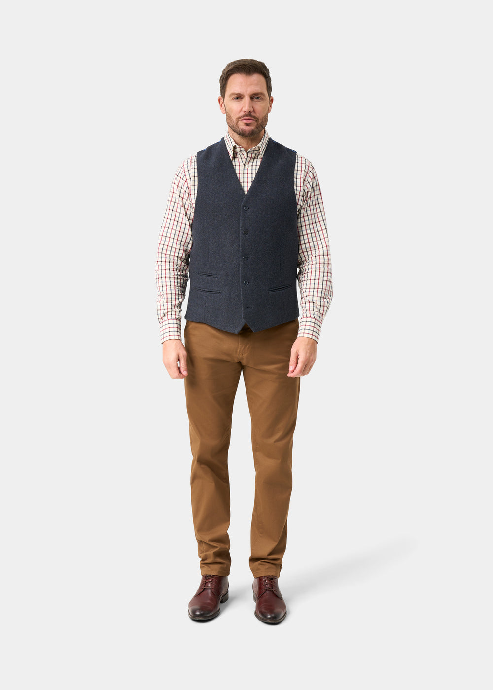 Surrey Men's Tweed Water Repellent Lined Waistcoat in Blue  -  Regular Fit